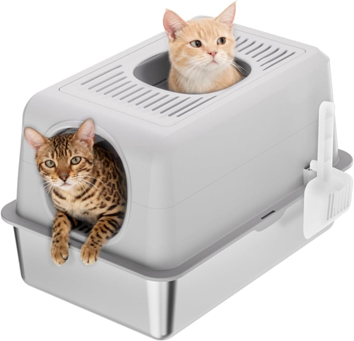RVS Kattenbak XL - Gesloten Kattenbak - Kattentoilet Roestvrijstaal - kattenbak Groot - 60 x 40 x 38 cm - 20 L
