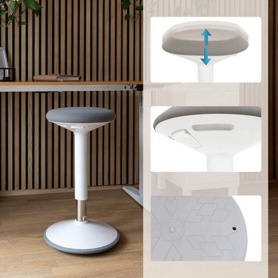 BALANCE SIT III W - Chaise de travail / tabouret de travail / chaise de bureau surélevée blanc / gris