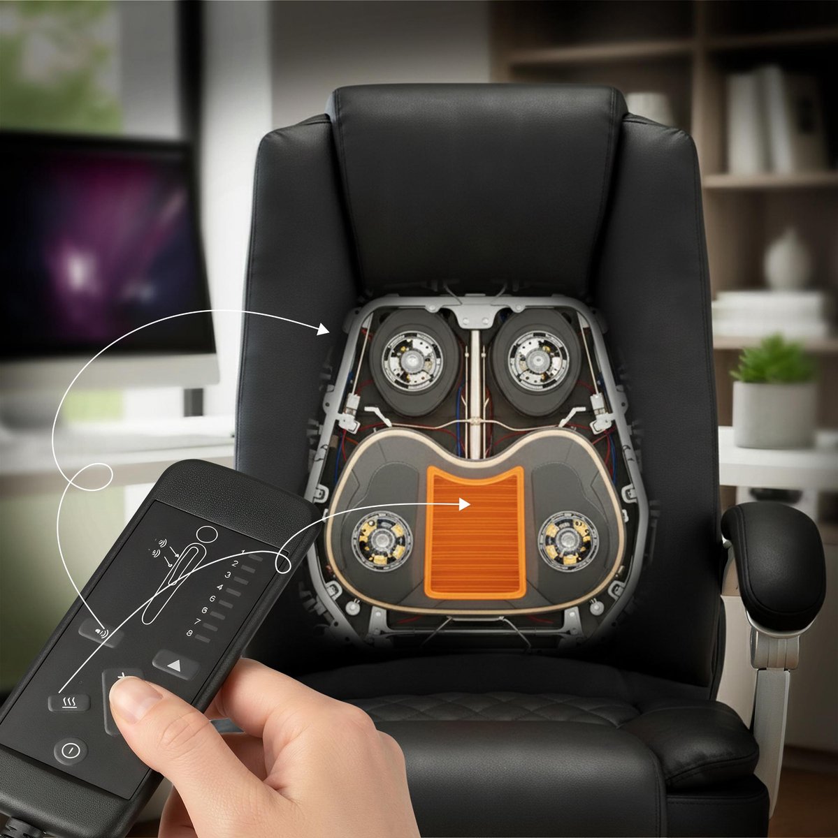 CLP Rubia Ergonomische Bureaustoel met Massagefunctie Zwart - afbeelding 3