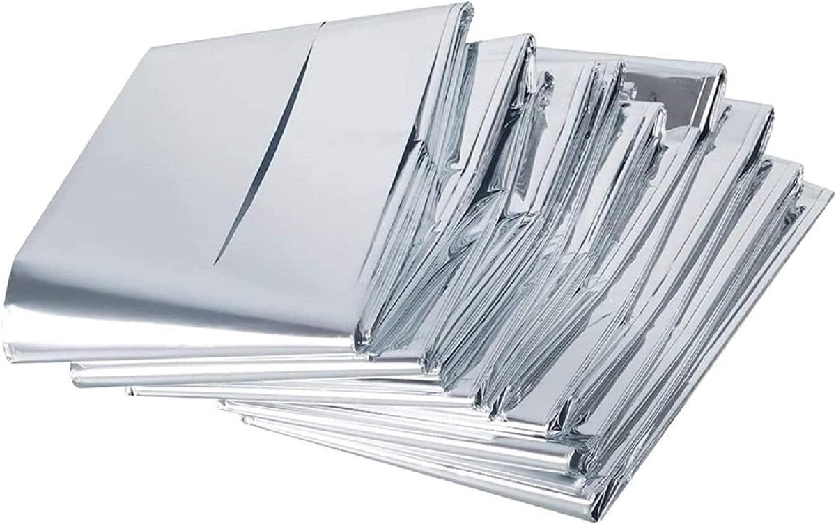 Allecta - Set van 5 thermische nooddekens 140x210 cm - Overlevingsdekens reflecterend - EHBO foliedeken - Slaapzak voor buiten, kamperen en wandelen