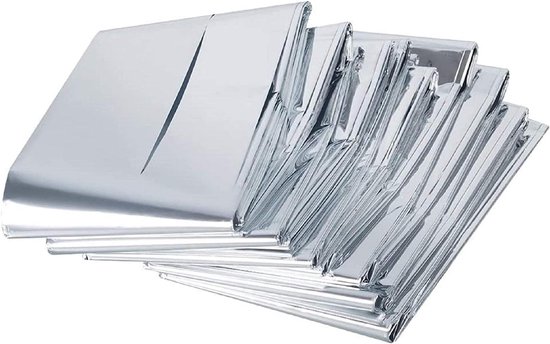 Allecta - Set van 5 thermische nooddekens 140x210 cm - Overlevingsdekens reflecterend - EHBO foliedeken - Slaapzak voor buiten, kamperen en wandelen