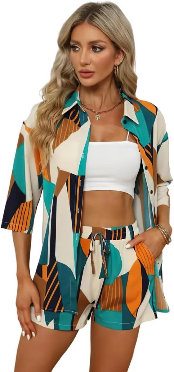 Dames Strandkleding Set 3 Delig: Top, Korte Broek en Shrug voor Zomer