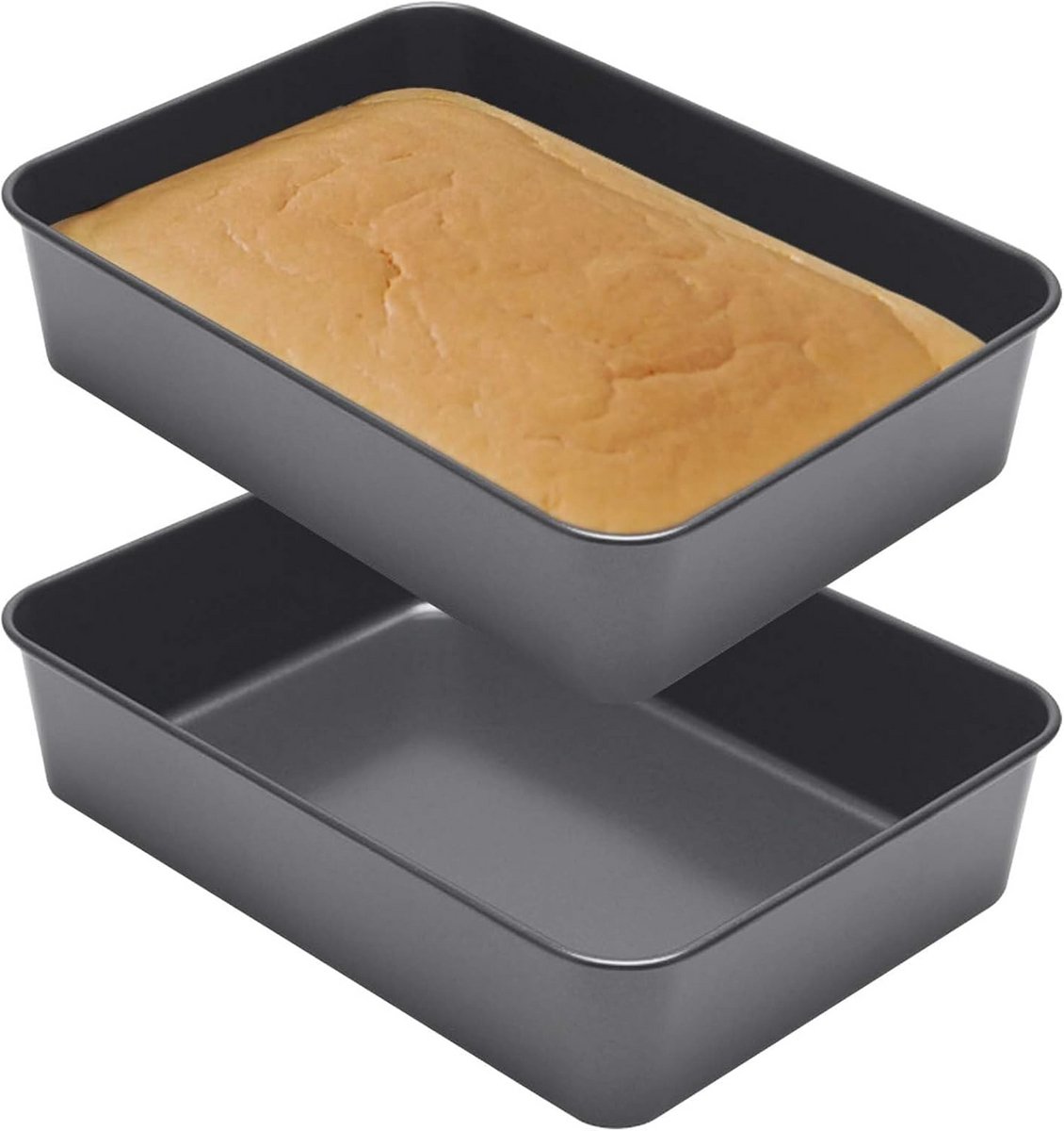 Mini Bakplaten Set van 2 - Rechthoekige Anti-aanbak Bakvormen van Roestvrijstaal, Vaatwasmachinebestendig - 26 x 19 x 6 cm