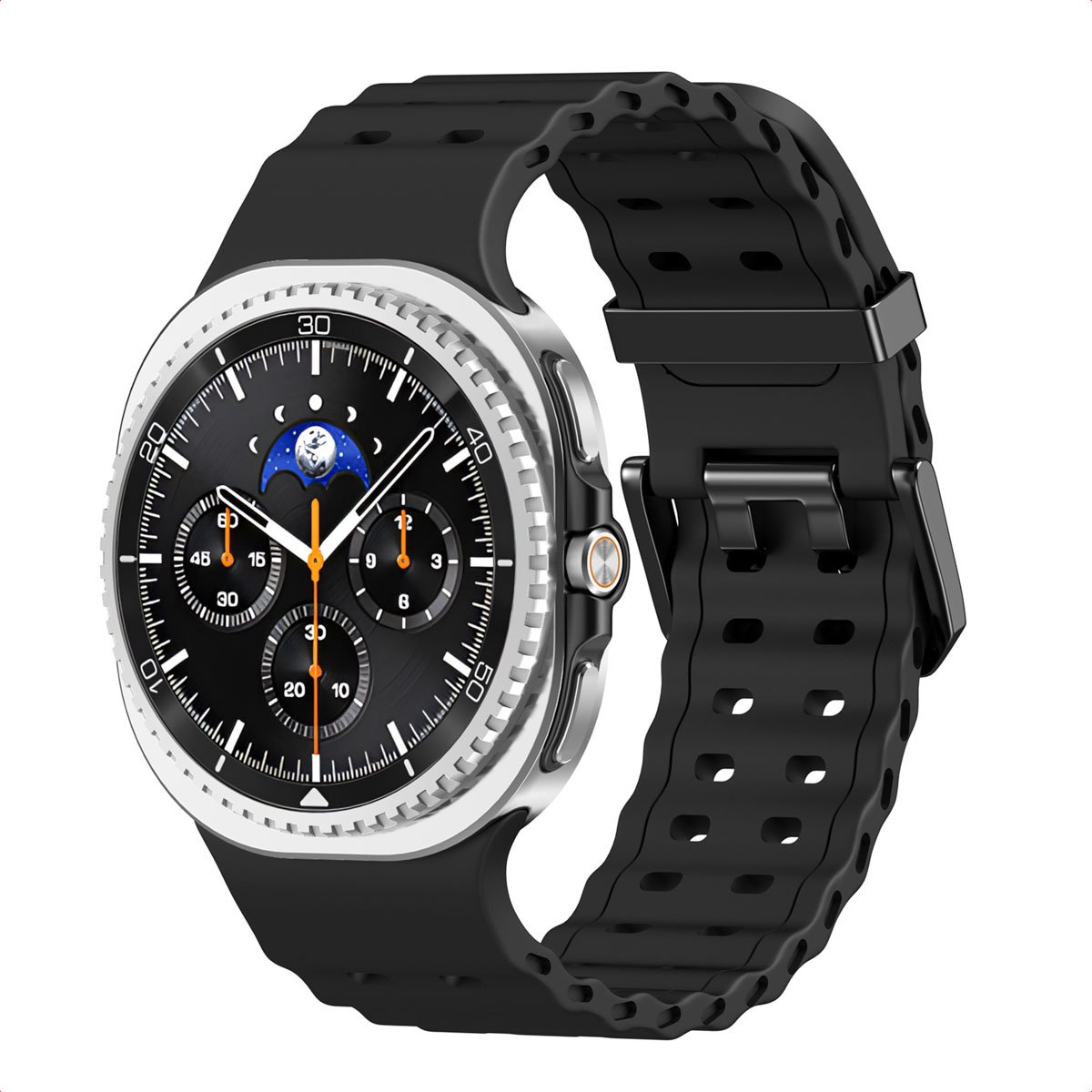 Siliconenband - Geschikt voor Samsung Galaxy Watch 8 (40/44mm) / Classic (46mm) - Zwart