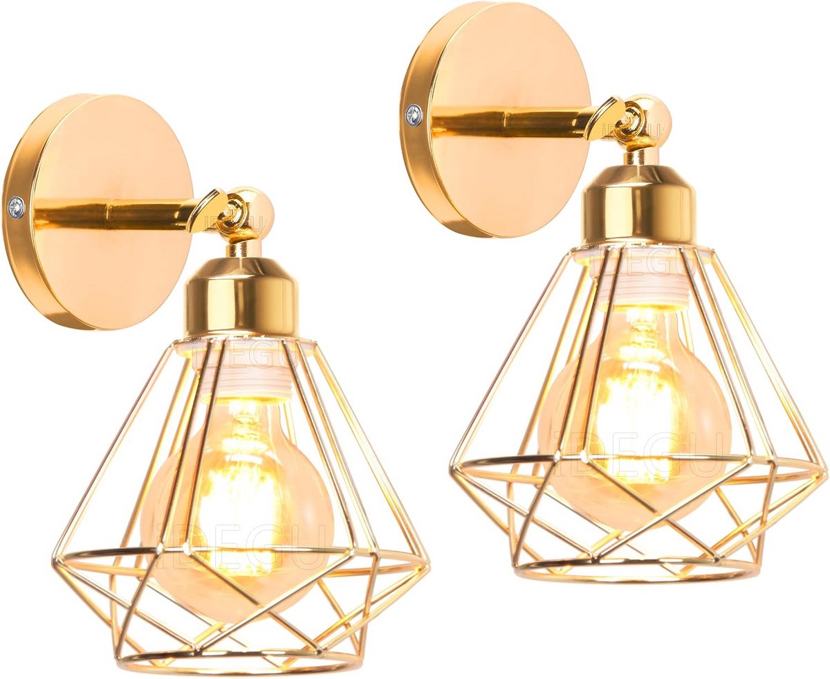 Set van 2 verstelbare wandlampen in kooi ontwerp voor binnen - Industrieel en vintage stijl - Ideaal voor slaapkamer, hal en woonkamer