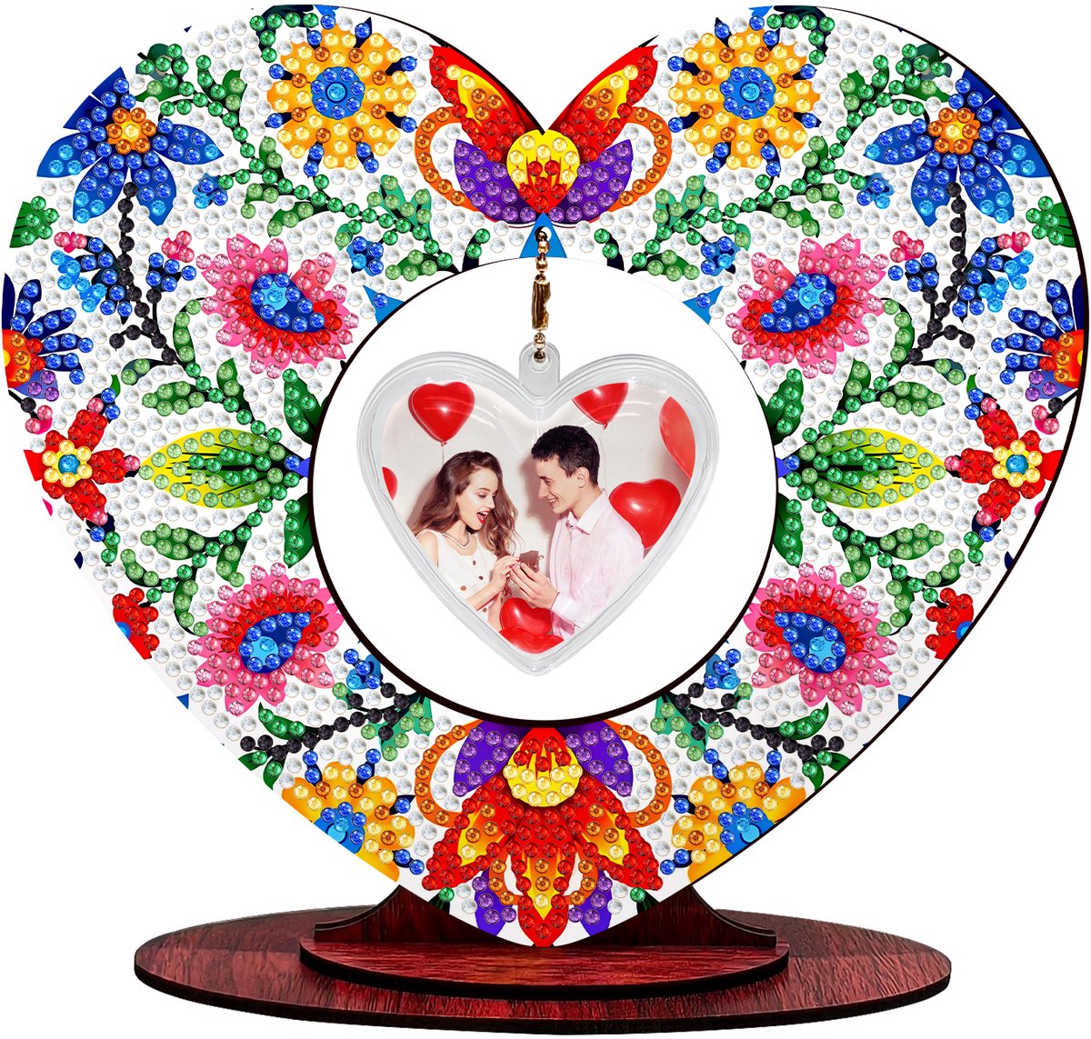 Fotolijstje hart - 212 - Bloemen - diamond painting - compleet pakket - Diamond painting by Wietske