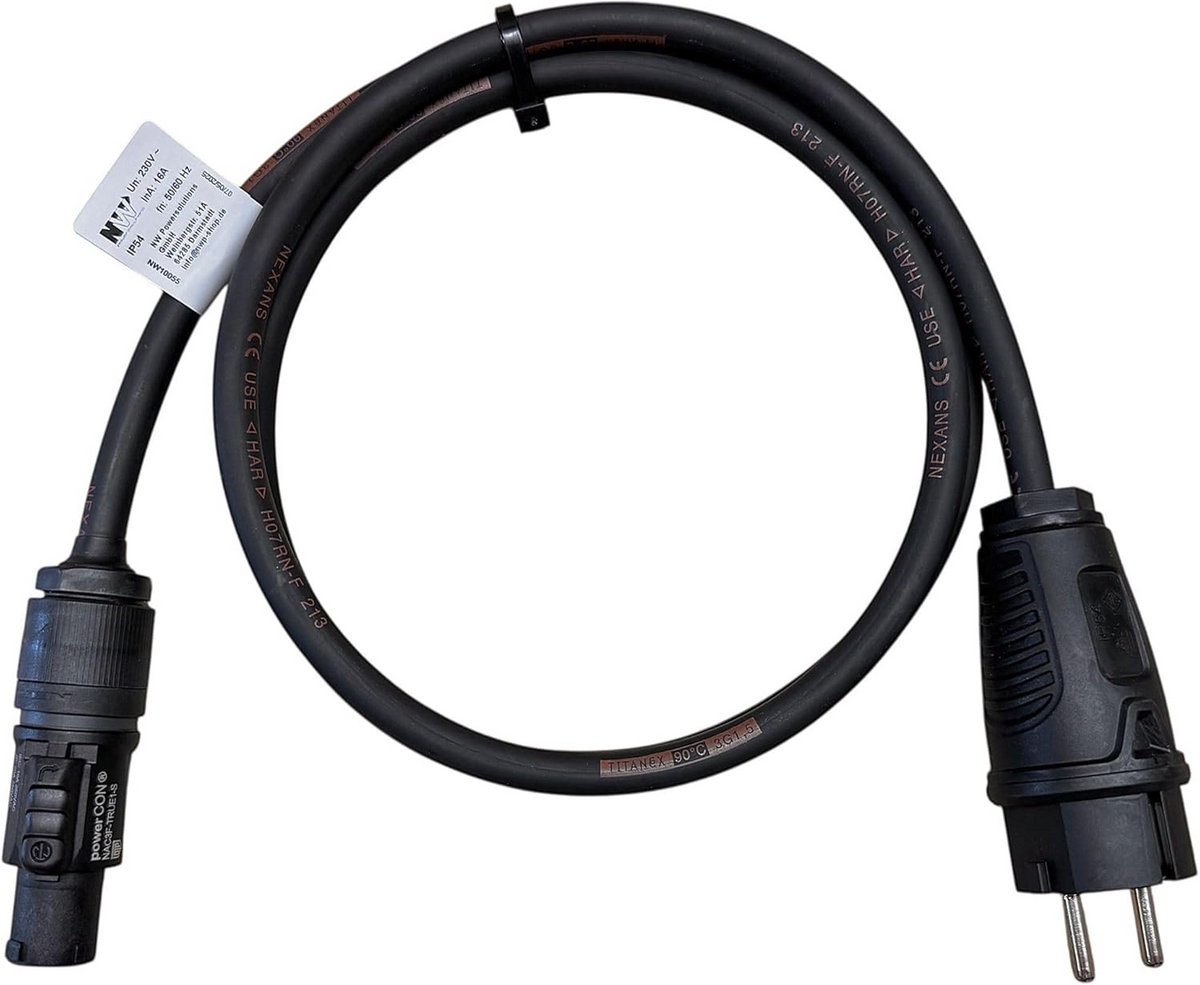Netsnoer 1,5 m met Schuko stekker en powerCON True1 bus - 3x1,5 mm2 rubberen kabel