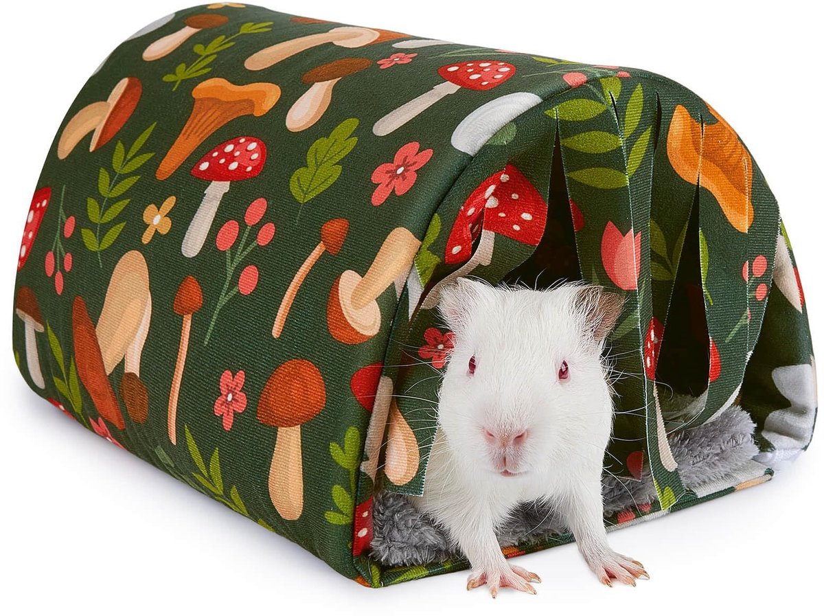 Wasbare Caviatunnel met Gordijnen - Cavia Schuilplaats - Zachte Slaapplaats met Kussens - Comfortabele Schuilplaats voor Kleine Dieren - Geschikt voor Cavia's, Hamsters, Chinchilla's en Konijnen