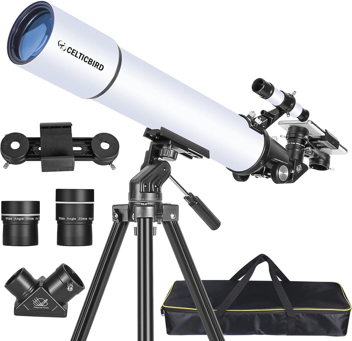 80 mm Refractor Telescoop voor Volwassenen - Krachtige Reistelescoop voor Beginners