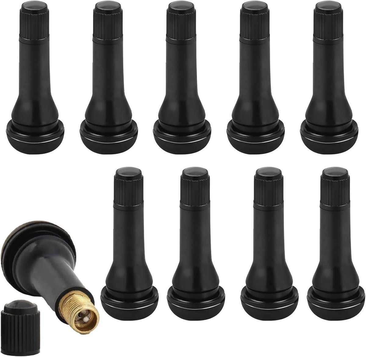 Pack van 10 Universele Rubber Ventielen voor Auto's en Motorfietsen