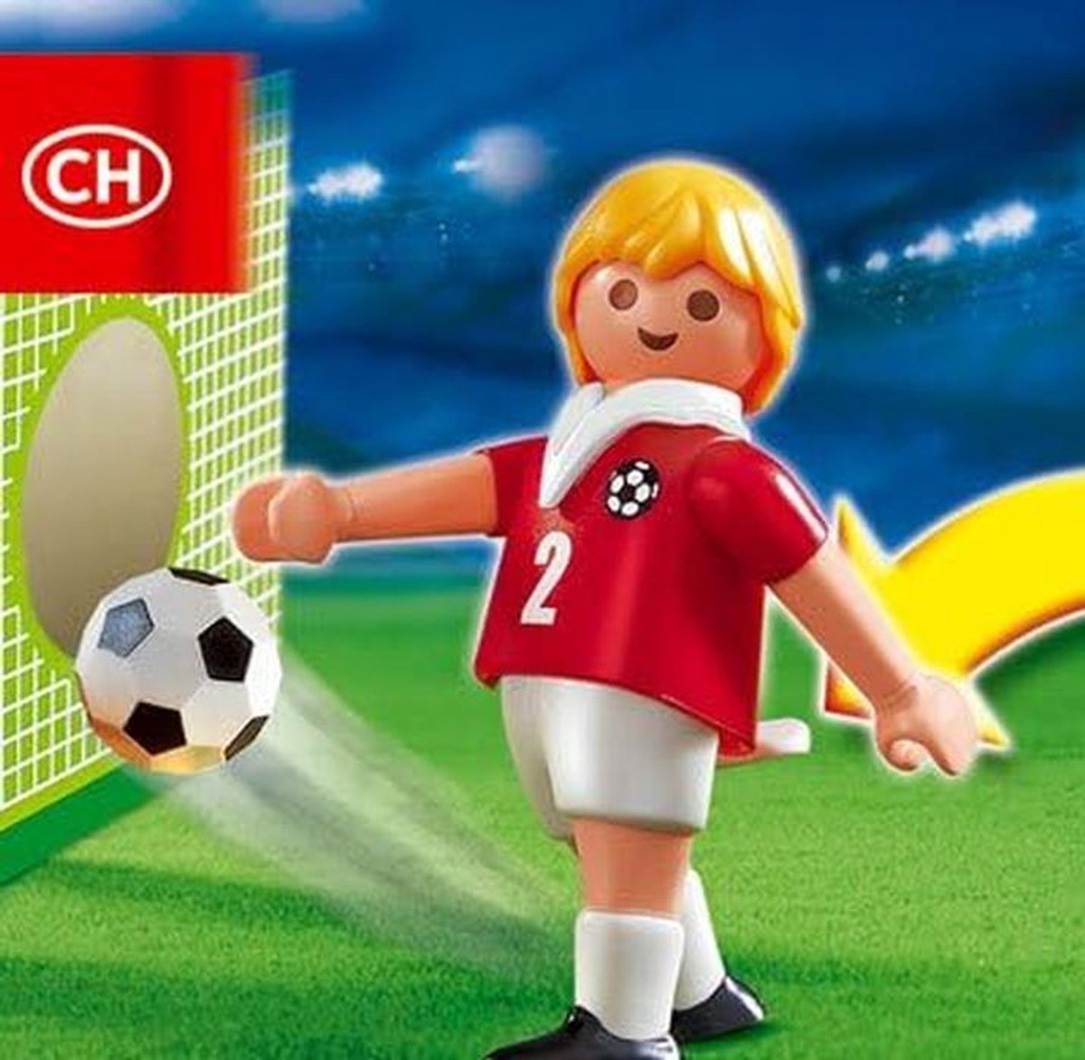 Voetballer Speelfiguur Zwitserland met Schietfunctie en Doelwand - Speelgoed