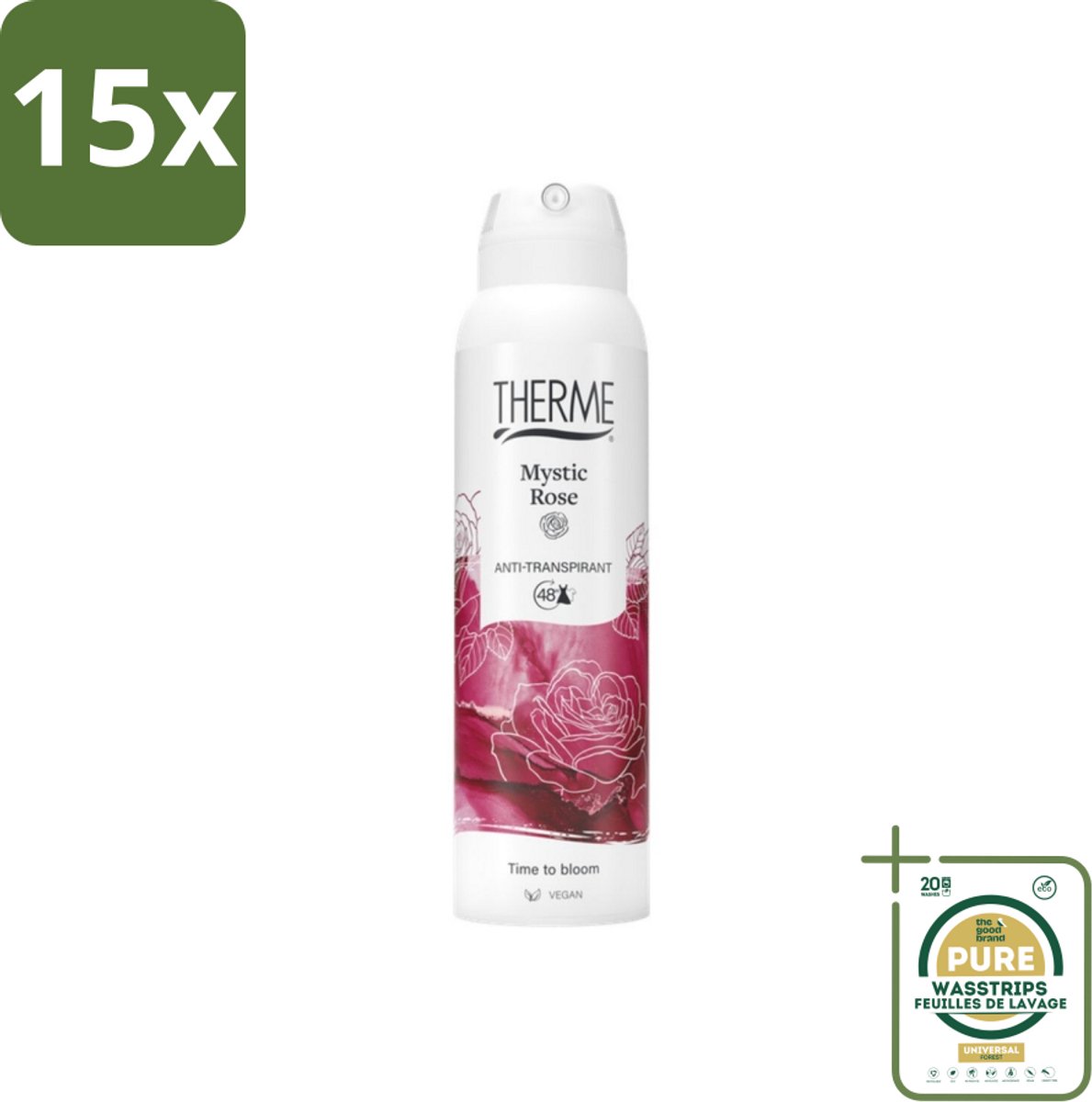 15 x Therme – Anti-Transpirant – Mystic Rose – 150 ml - Grootverpakking - Koffie - Koffiezetapparaat - Koffiezetapparaat
