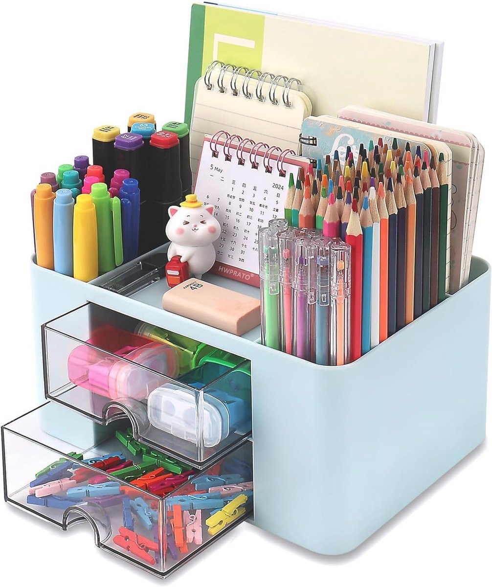 Multifunctionele Bureauorganizer met 2 Laden - Desk Organizer voor Kantoor en School