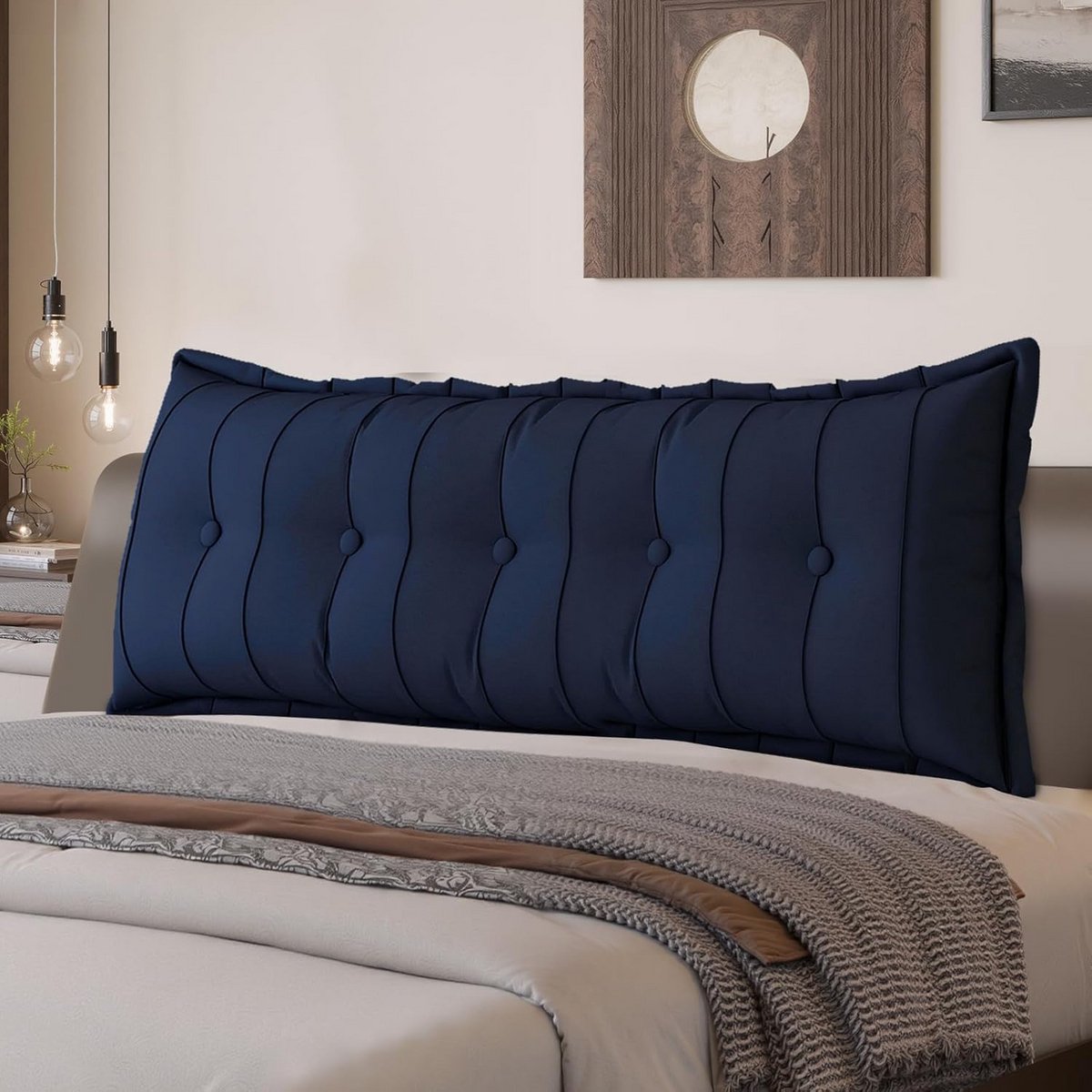 Groot Rugsteunkussen voor in Bed en Bank | Comfortabel Hoofdkussen met Rugondersteuning en Afneembare Hoes