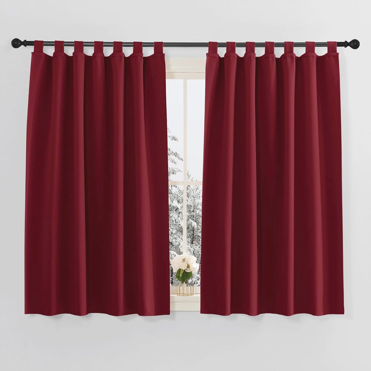 Verduisterende Gordijnen met Lussen - Thermische Isolatie voor Woonkamer en Slaapkamer - 140x145cm Rood (2 Stuks)