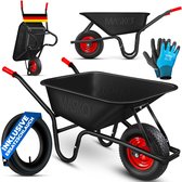 MASKO® Kruiwagen 100L met Luchtbanden max. 250kg laadvermogen inclusief Handschoenen - Zwart