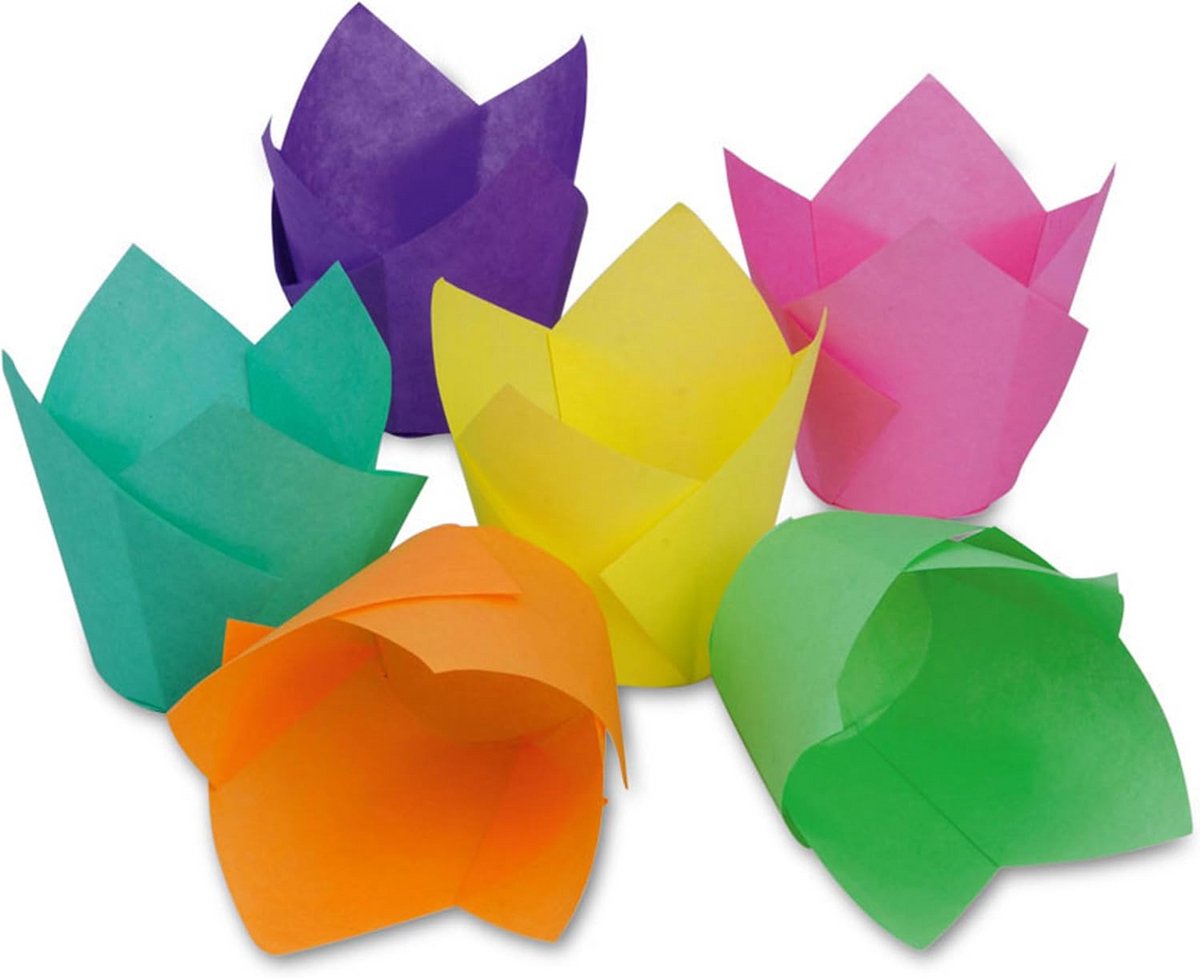 Set van 12 Papieren Tulpen Vormige Cupcakevormpjes