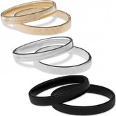 Antisliparmband, 2 paar mouwhouders voor dames en heren, hemd, mouwhouders, elastische metalen armbanden voor lange mouwen, metaal, elastische armband, voor kelners, zwart en zilver