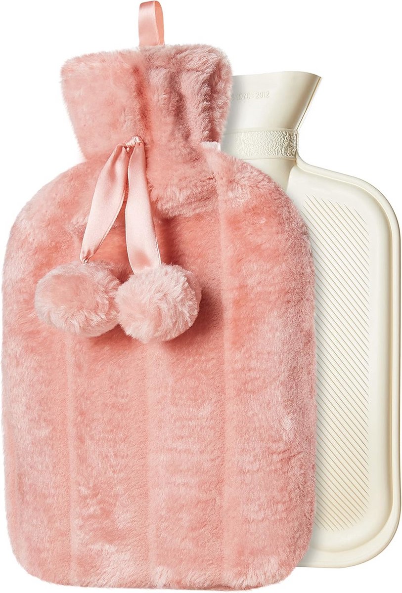 Warmwaterkruik met Imitatiebont - Roze Prosecco