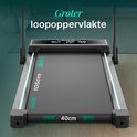 Zwart loopvlak van de loopband met afmetingen "105cm" en "40cm".