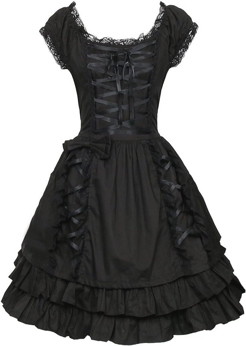 Zwart Gothic Kostuum Dames - Klassieke Lolita Avondjurk voor Cosplay