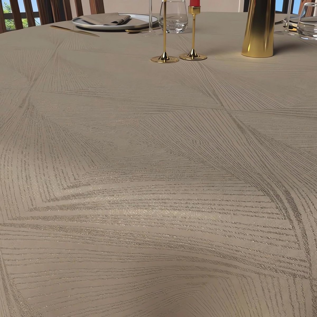 Rond tafelkleed anti-vlekken 180 cm luxe champagne
