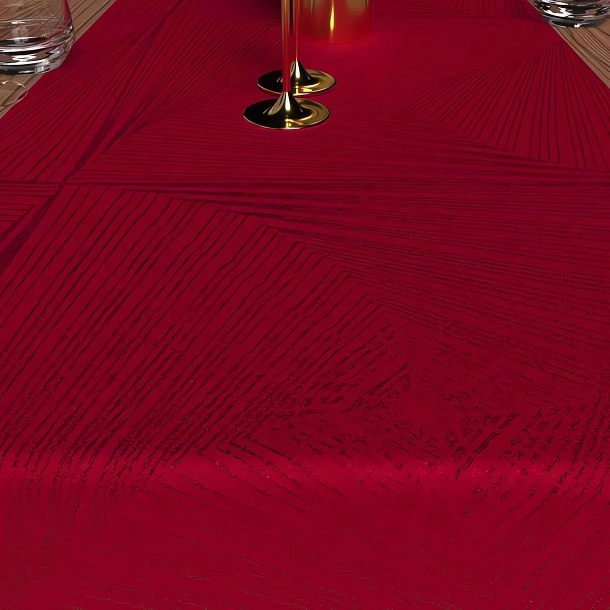 Luxe Tafelloper Rood 40 x 180 cm - Jacquard Stof