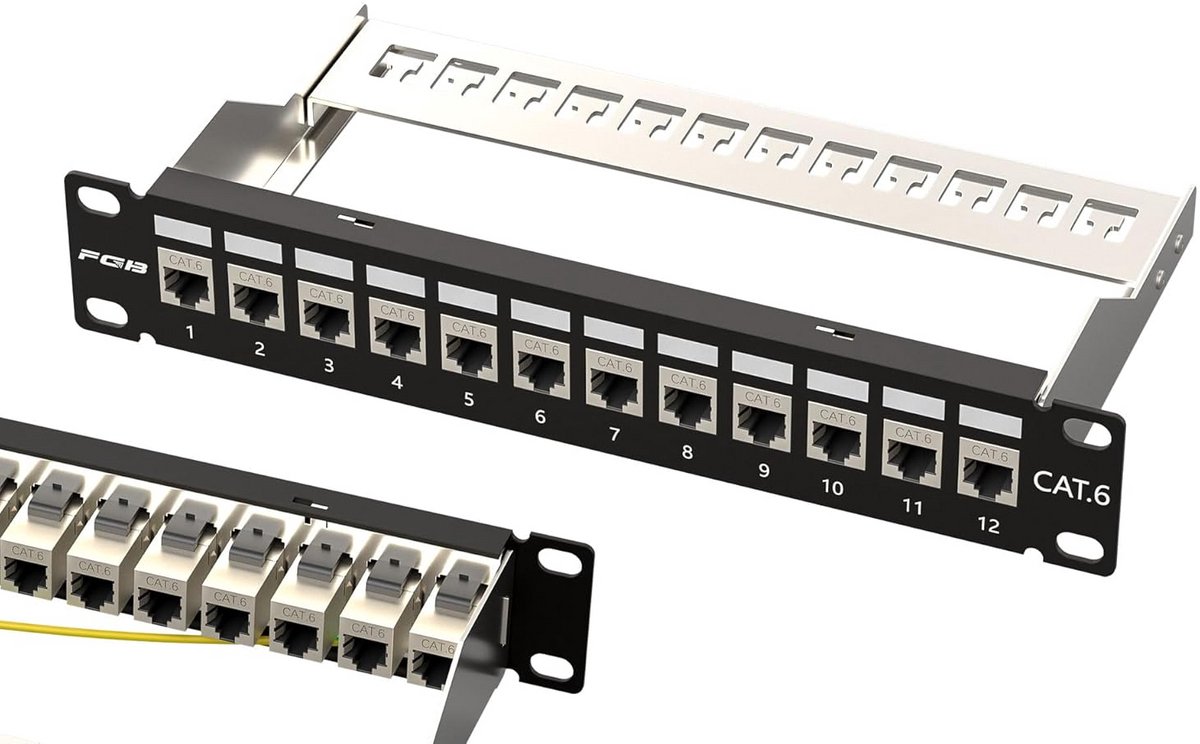 12-Poorts Cat6 Netwerk Patchpaneel - 1U Rackmonteerbaar met Keystone Koppeling