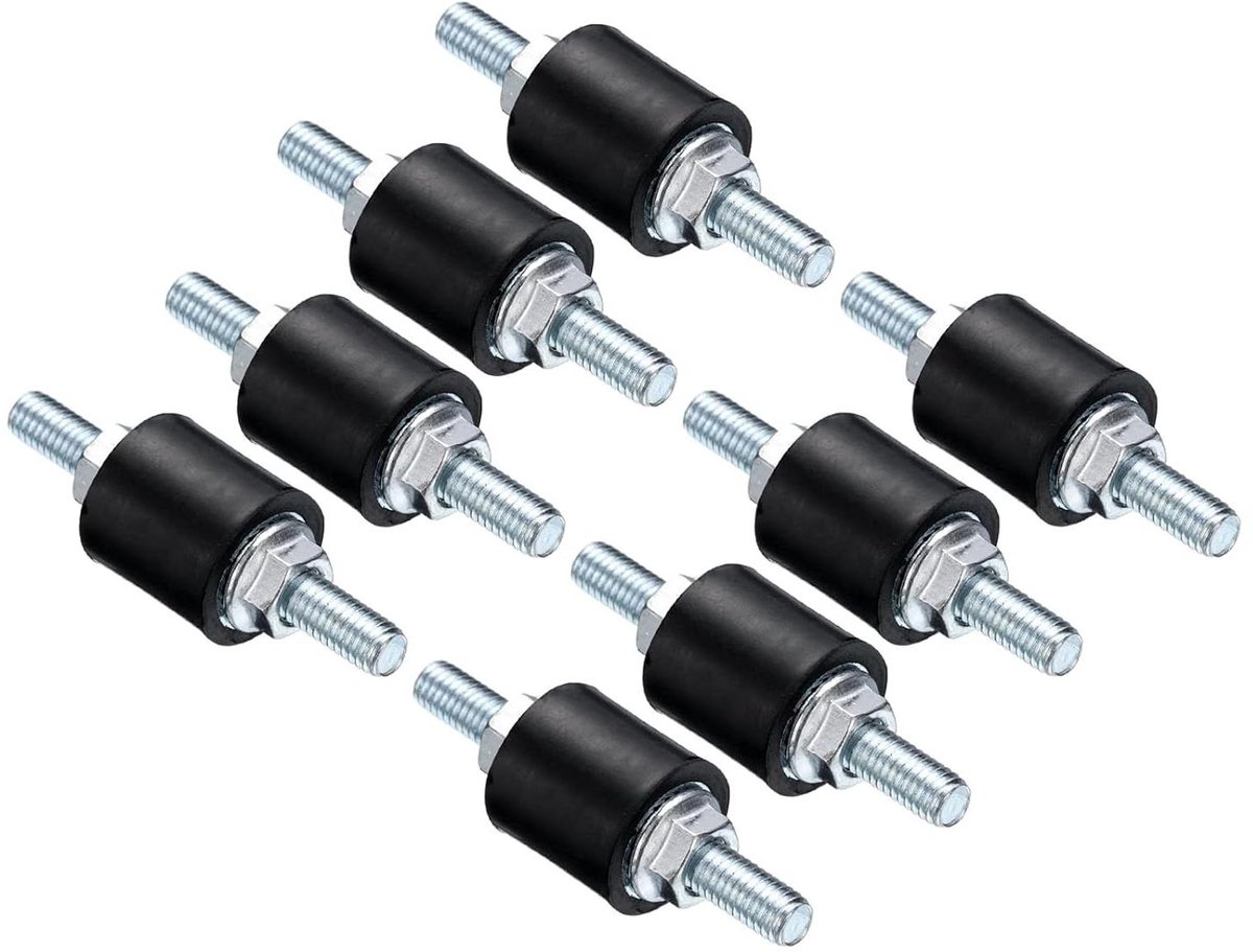 Allecta - Rubberen isolatiehouders 8 stuks, trillingsdemper M5 x 15 mm, verzinkt cilindrisch, draadaansluiting - 15 x 15 mm