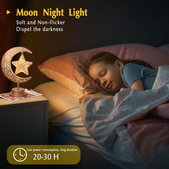 Maanlicht - magisch maanlicht - halve cirkel maanlicht voor in de slaapkamer - galactisch licht - kinderen maanlicht - maan sterren nachtlicht - op batterijen - kamerverlichting van Morkka — afbeelding 3