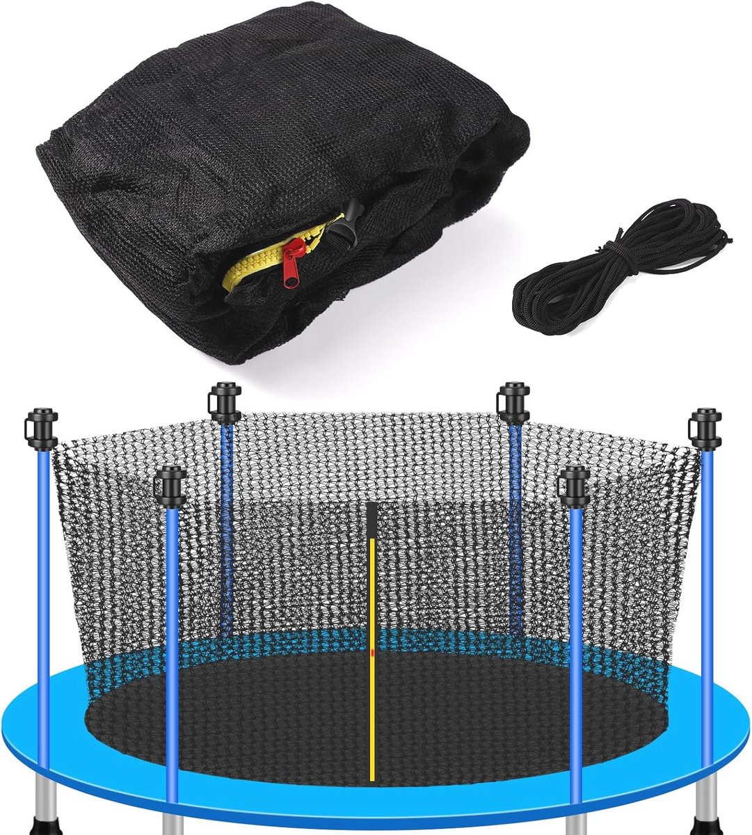 Veiligheidsnet voor trampoline 4,27m met verstelbare riem en dubbele ritssluiting
