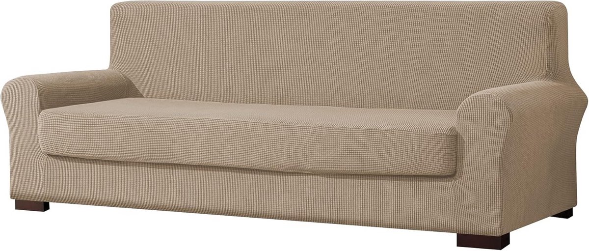 Jacquard Sofa Cover - 2 Stuks - Niet-Slip Meubelhoes voor 3-zitsbank (Sandkleur)
