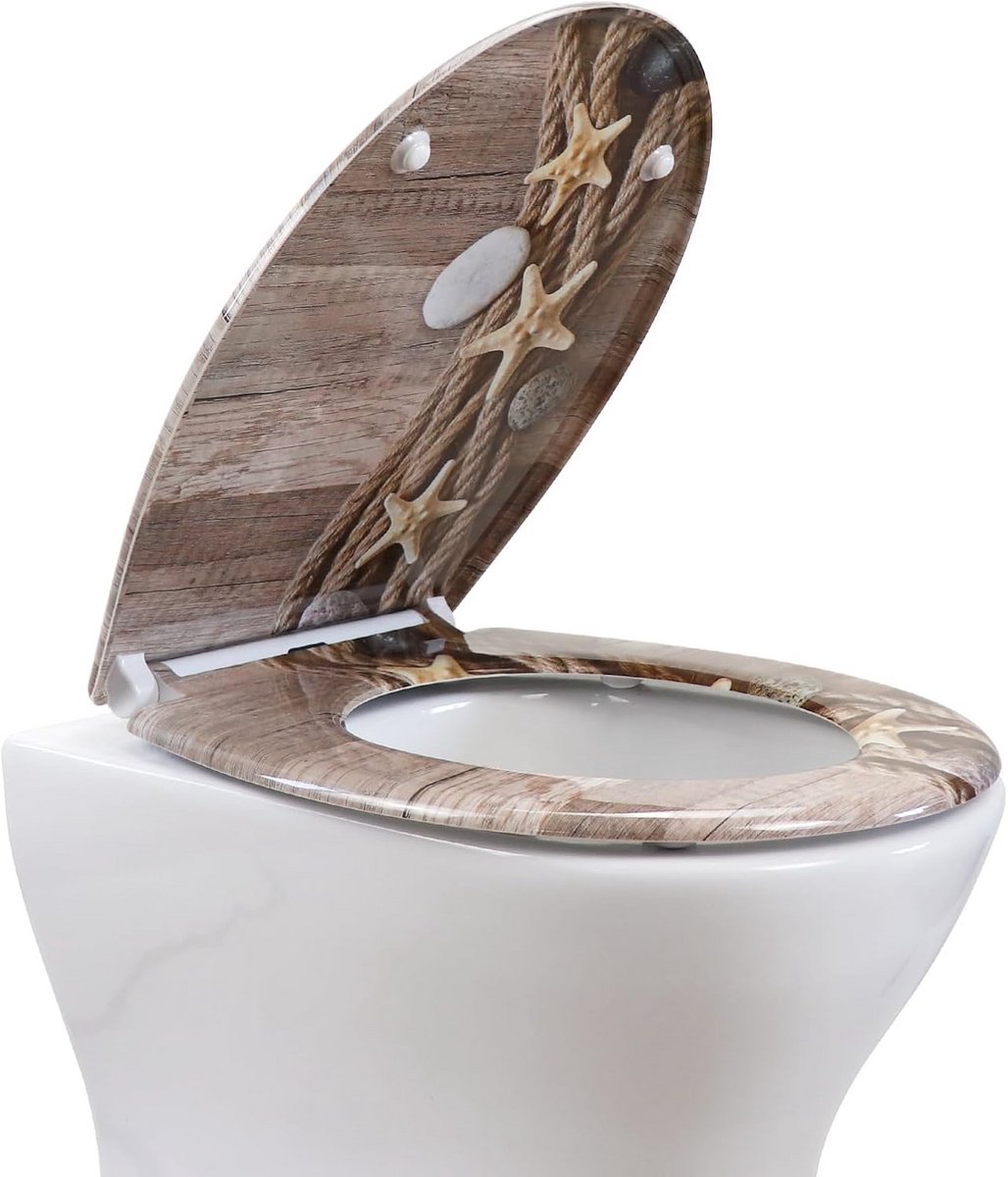 Toiletbril met Softclose & Quick-release - Duroplast Zitting met Motief - Montage van Bovenaf