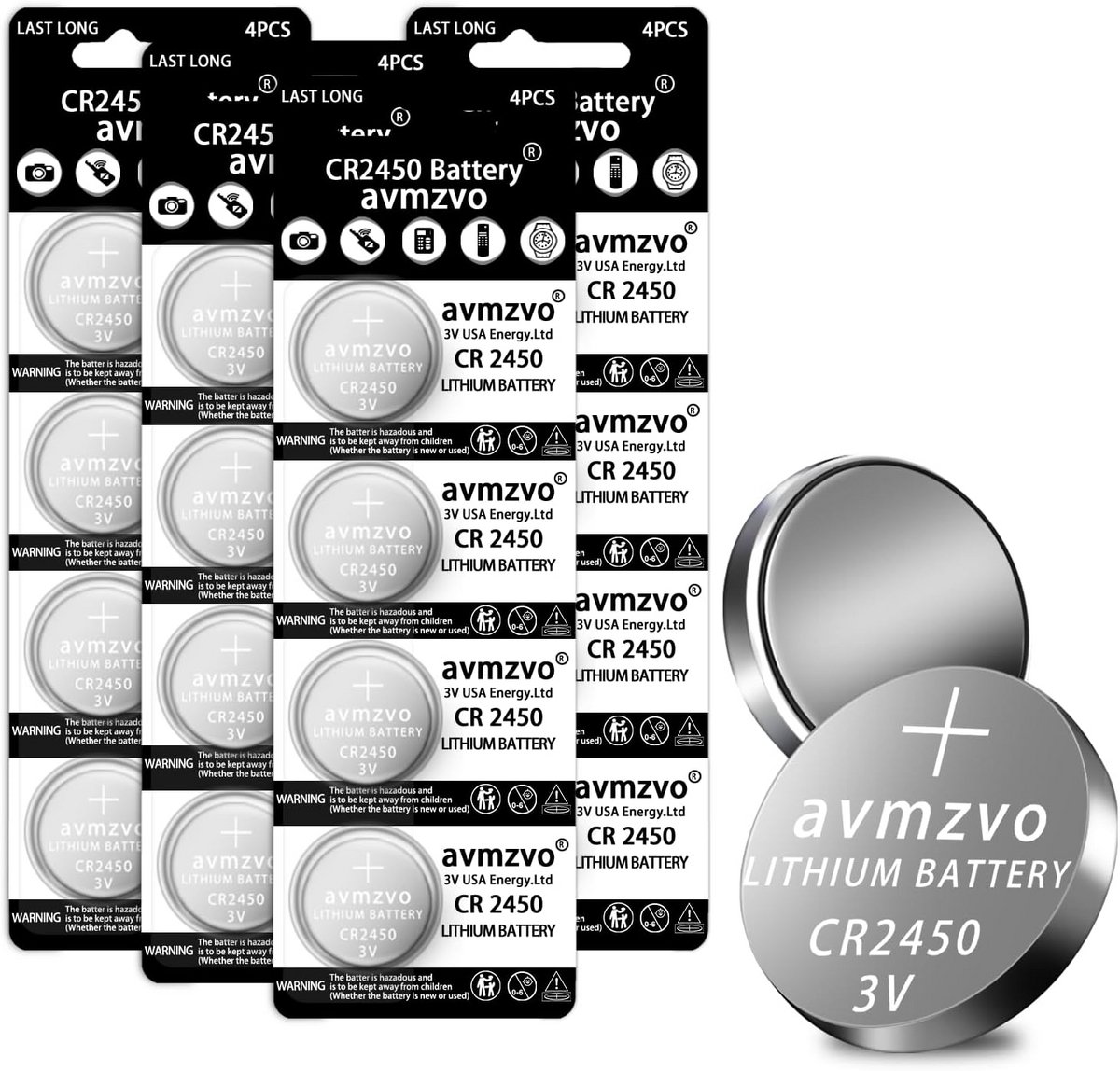 CR2450 3V Lithium Knopcelbatterijen - 16 Stuks