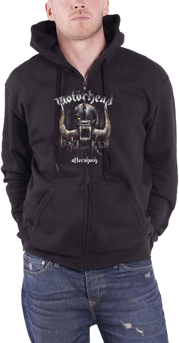 Zwarte Heren Hoodie met Rits - Aftershock War Pig Bandlogo