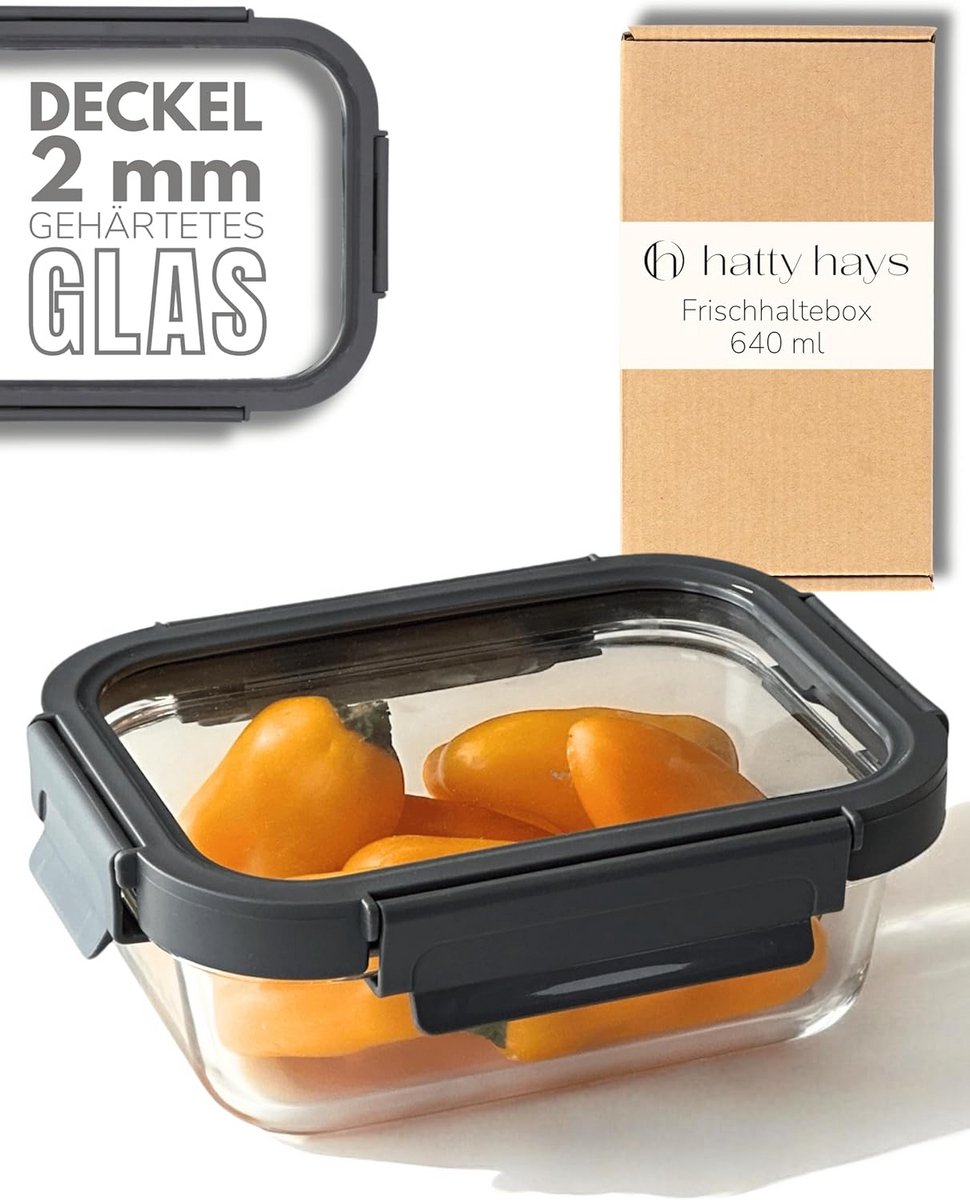 Luchtdichte Vershouddozen 1.050 ml - Glazen Containers voor Vleeswaren, Meal Prep Bakjes