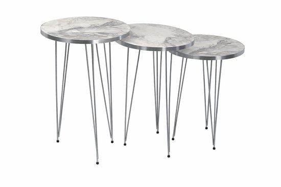 Table basse Sierra | Set de 3 Tables d' Set Or Jaune & Wit | Tables basses rondes | Tables basses rondes Set de 3 | Ensemble de table basse | Table basse Look Marbre | Table basse industrielle | Tables d'appoint | Table basse |
