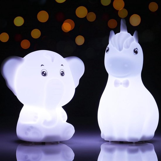 Leuke Eenhoorn Nachtverlichting voor Kinderen - Kawaii Olifant Lamp met Tap Control en 7 Kleuren van Merkloos — afbeelding 2