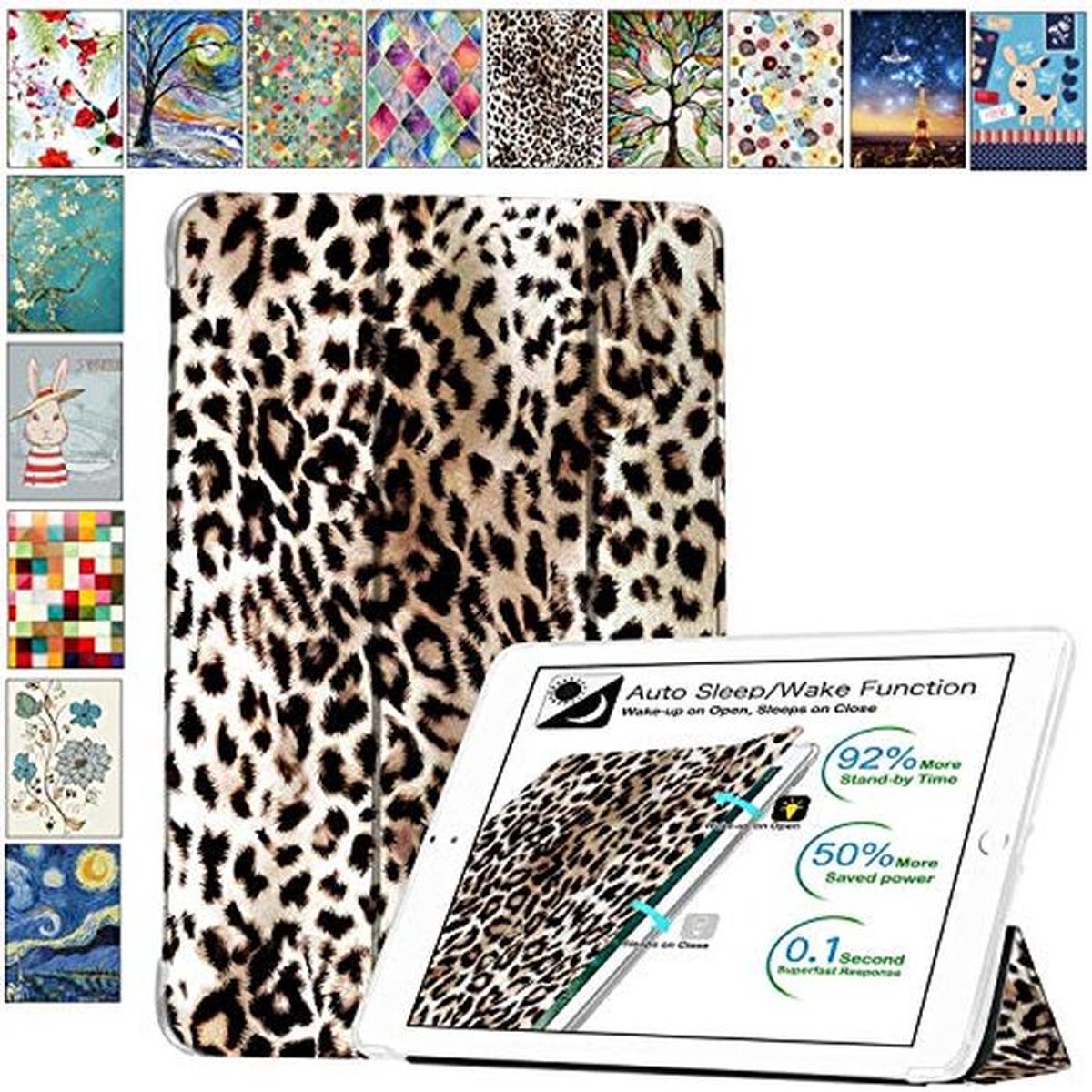 Smart Trifold Siliconen Hoes voor iPad 9.7 Inch 5/6 - Transparant Luipaard