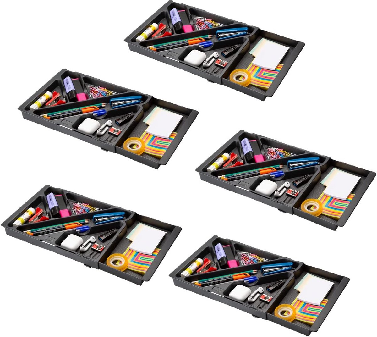 Uittrekbare bureau-organizer en lade-organizer voor een opgeruimd kantoor