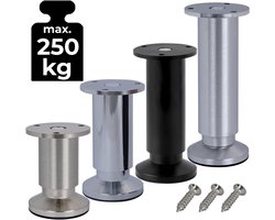 Verstelbare Meubelpoten 20 cm Hoog - Set van 4 - Elegante Aluminium Kastpoten - Maximaal 250 kg Belastbaar