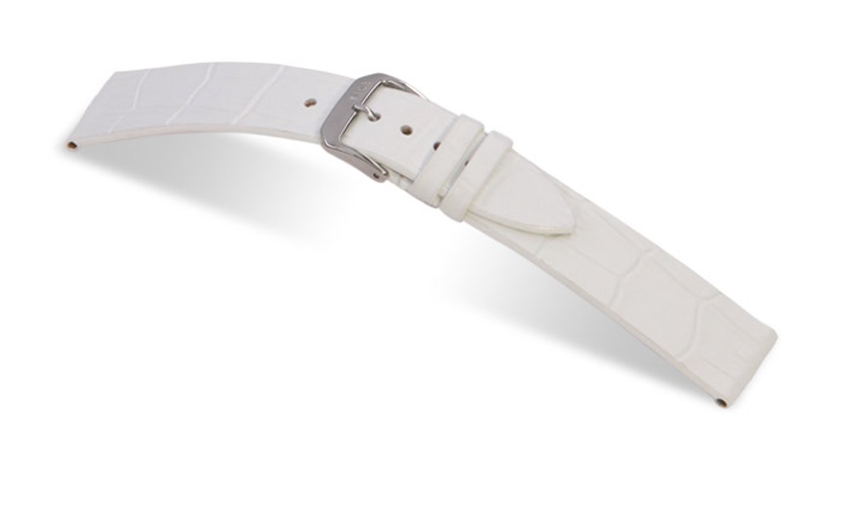 Lederband Charleston 16mm wit met Alligatorprint