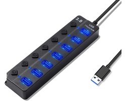 USB hub met voeding – USB hub – Powered USB hub – USB splitter – Meerdere USB poorten – Opladen & dataoverdracht – Laptop & PC – Thuiswerken – Kantoor – Accessoires – Universeel