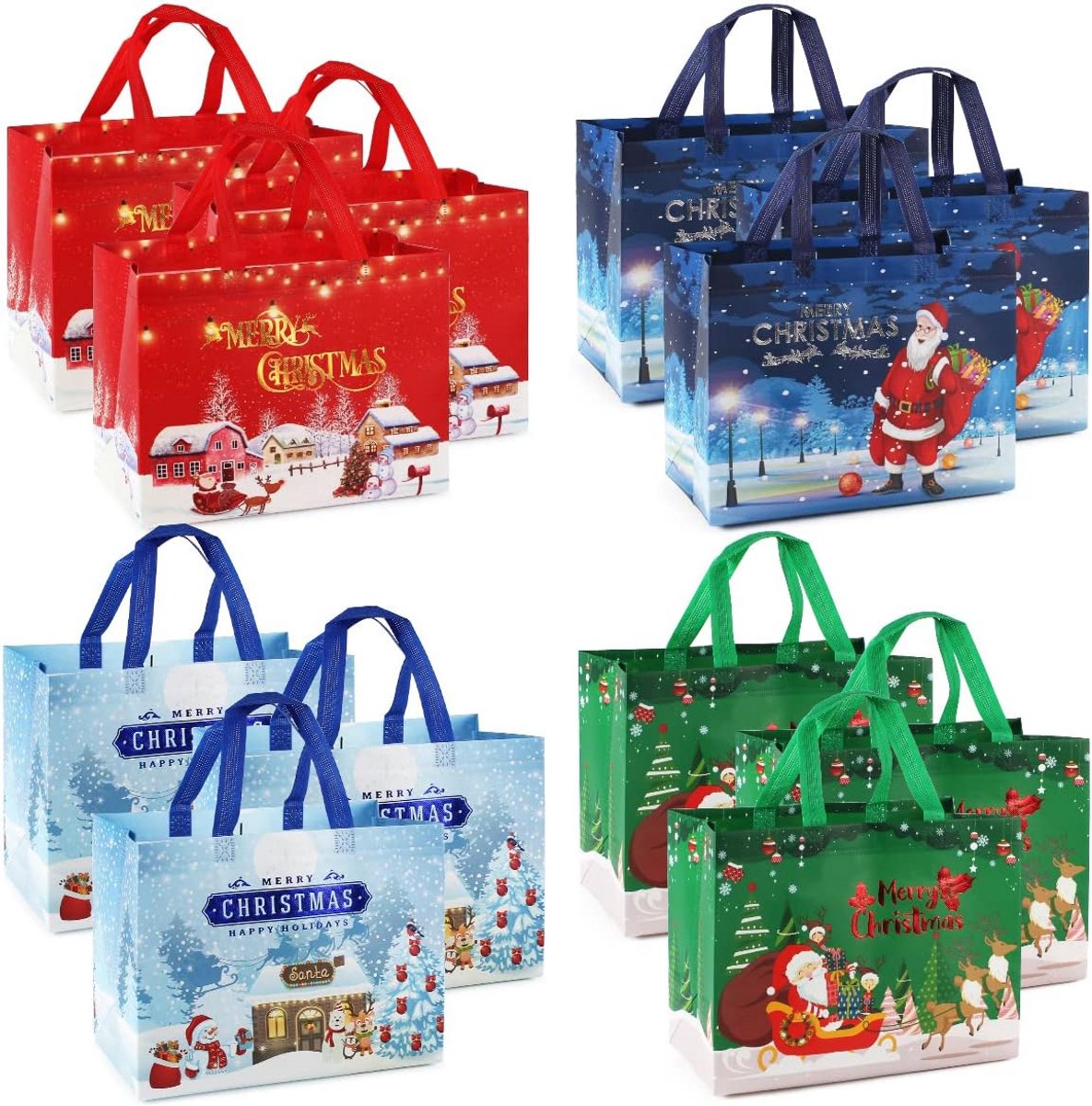 Multifunctionele kersttassen met handvatten voor cadeauverpakking en winkelen