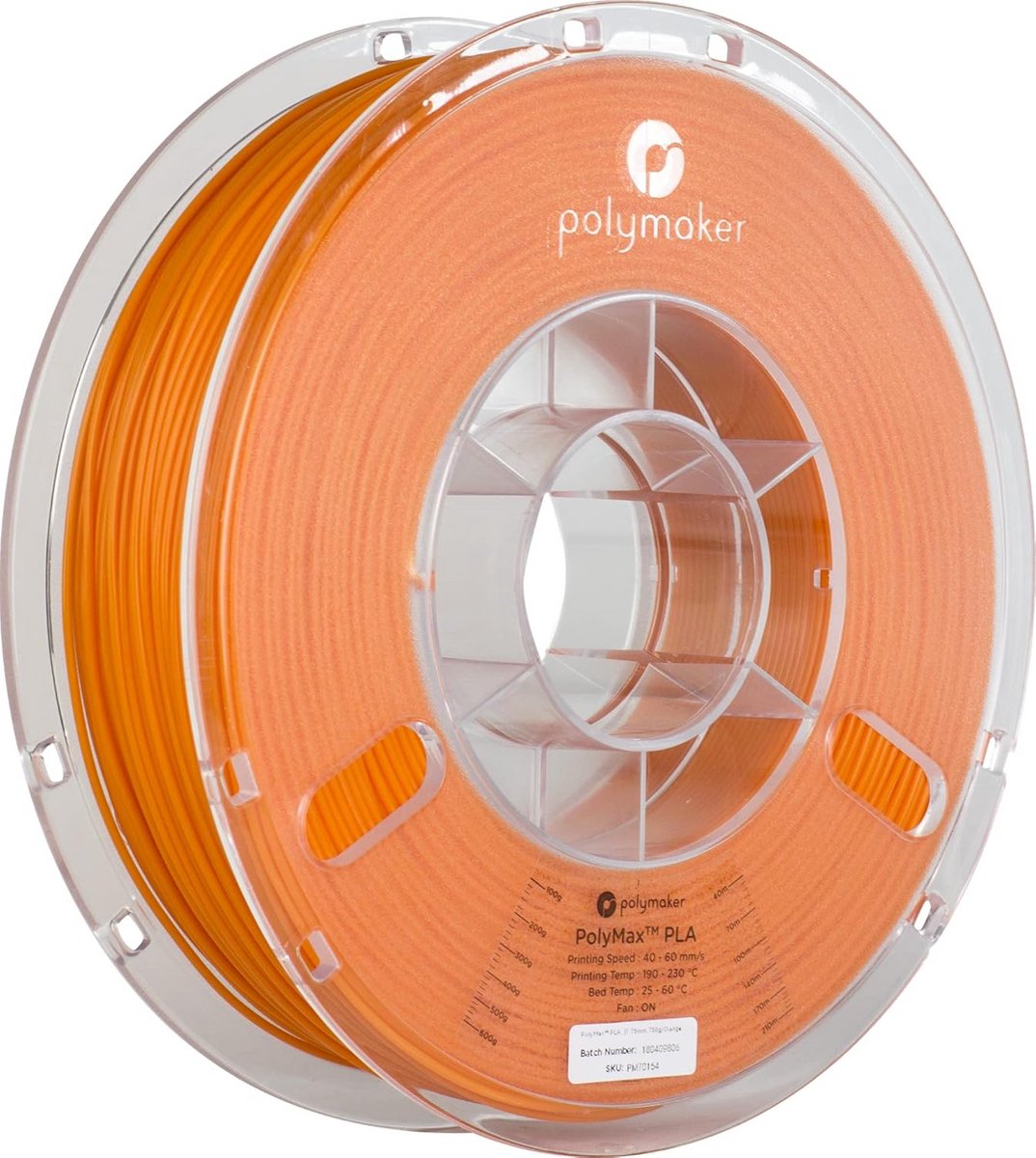Nano versterkt PLA filament 0,75 kg 1,75 mm - echt oranje met Jamfree technologie