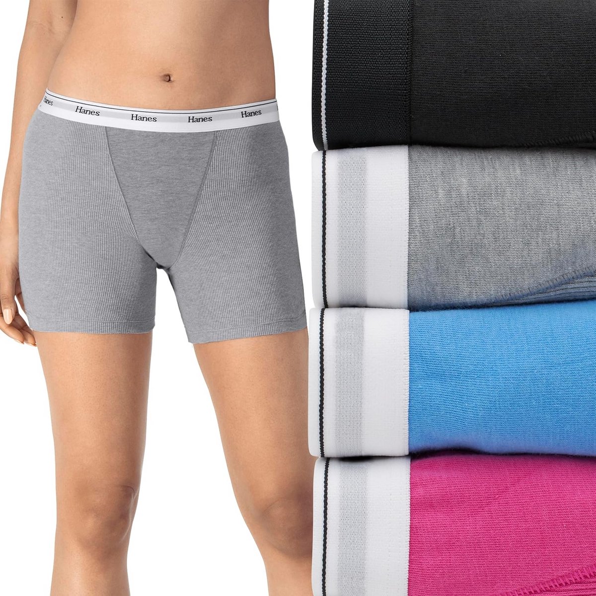 Dames Boxershorts - Halfhoge broek, Stretch Katoenen Ondergoed, Verpakking van 4 - Mode Kleur Mix