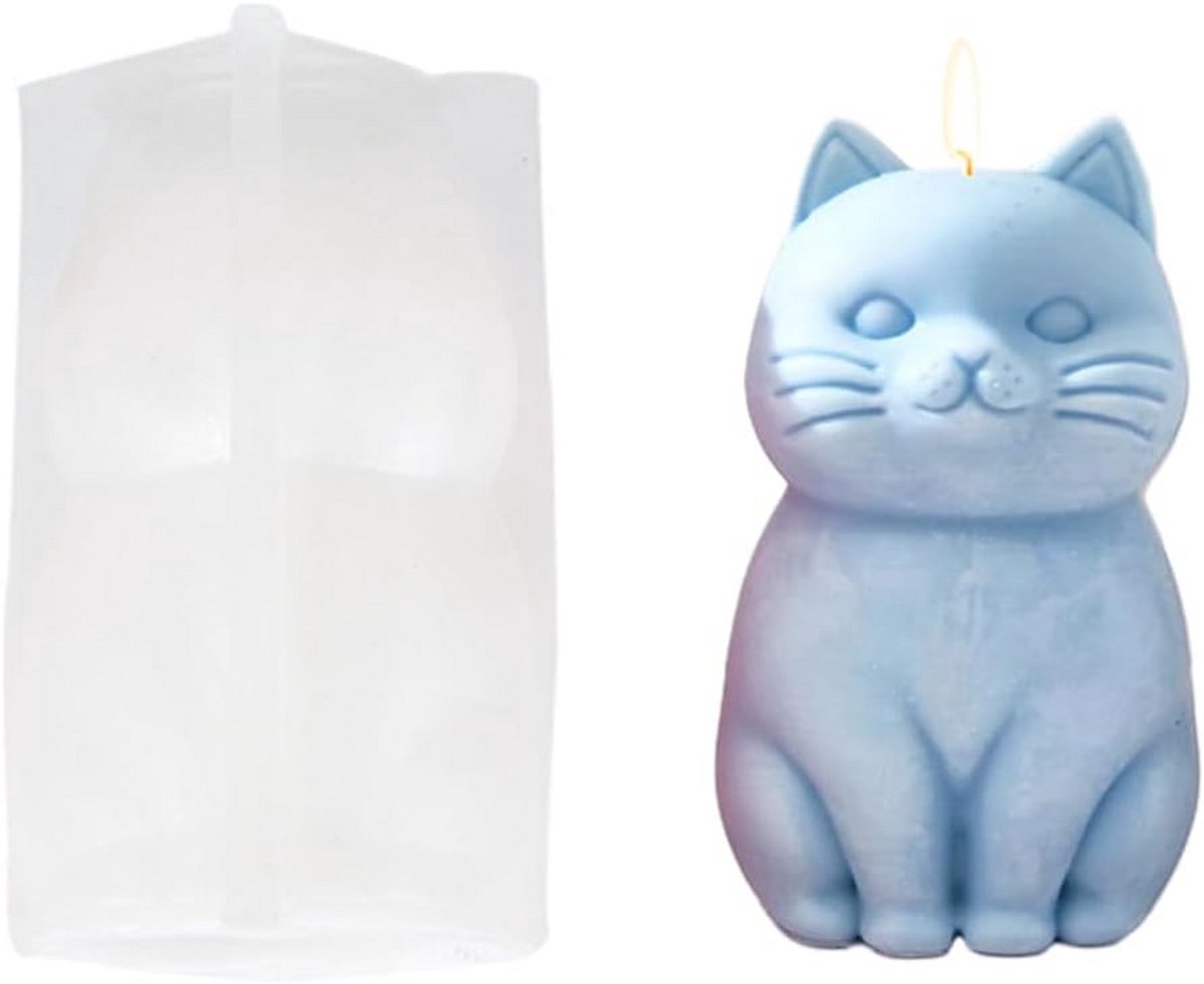 3D Kat Kaarsvorm Siliconen Vorm voor Kaarsen en Zeep