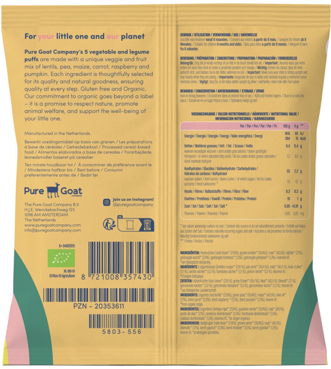 Pure Goat - Bio Puffs 8+ mnd - 8 x 20 gr - Voordeelverpakking