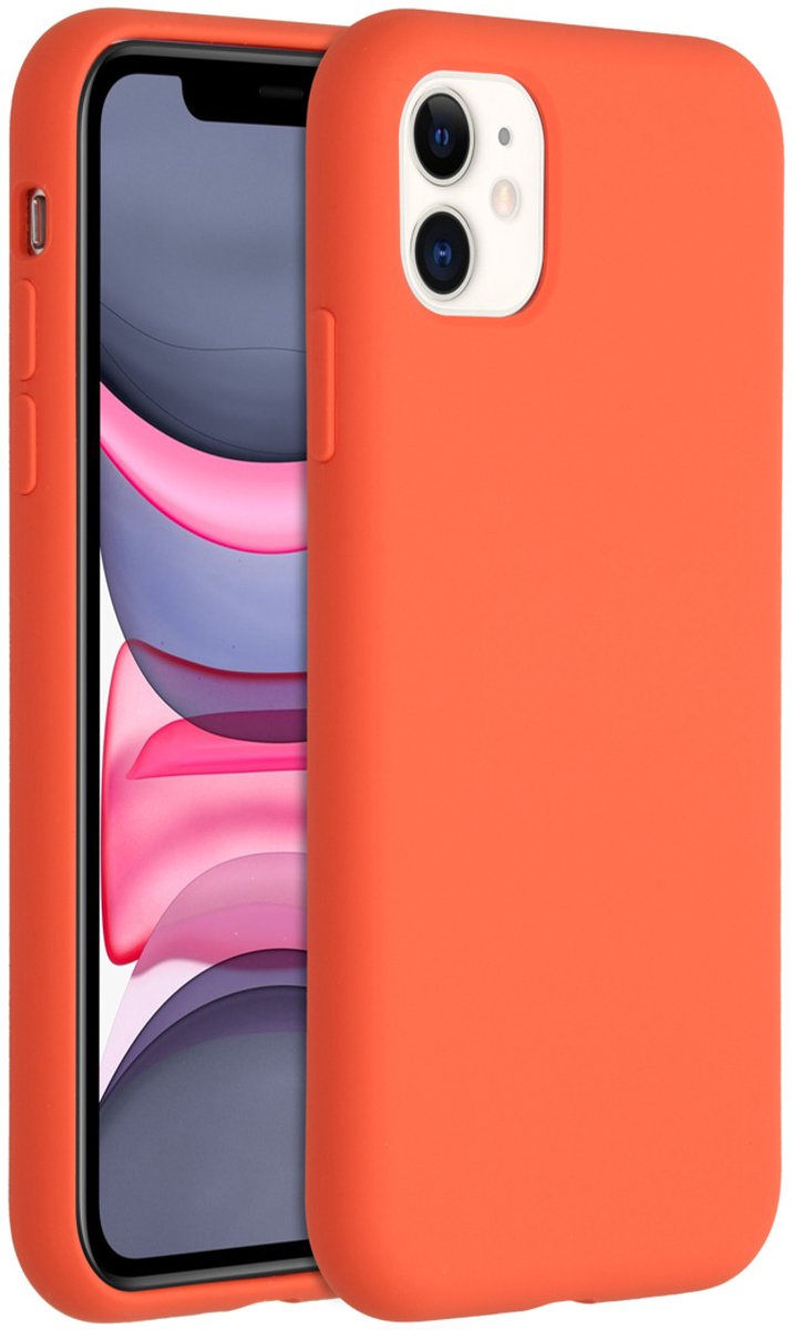 Accezz Hoesje - Geschikt voor Apple iPhone 11 - Liquid Silicone Backcover - Nectarine