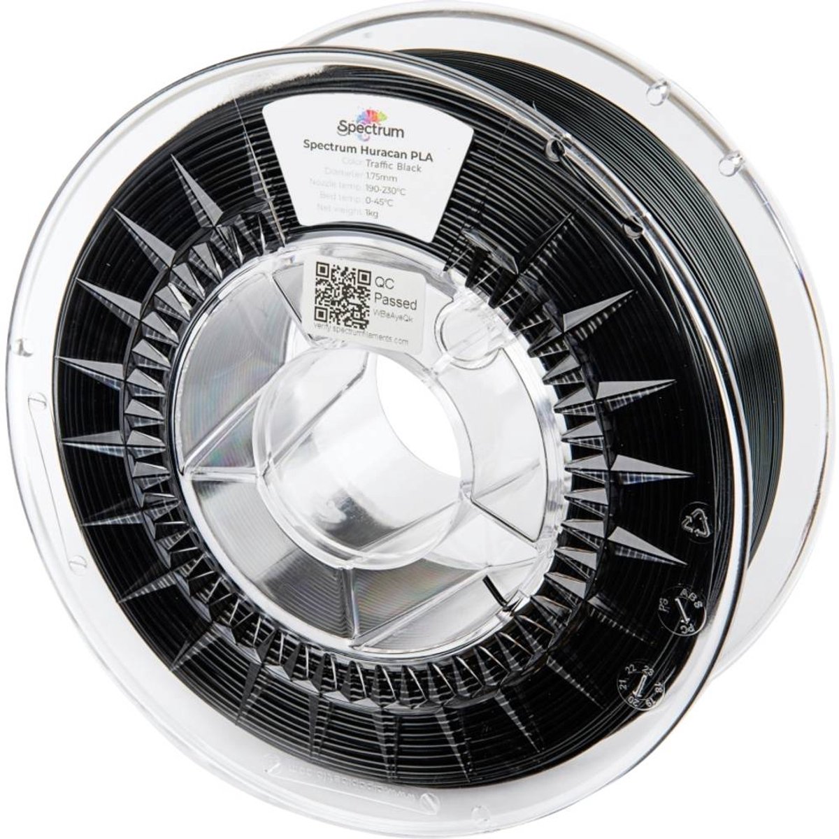 Spectrum Filaments 80930 Huracan PLA TRAFFIC BLACK Filament PLA kunststof Highspeed filament, Verhoogde extrusionsrate